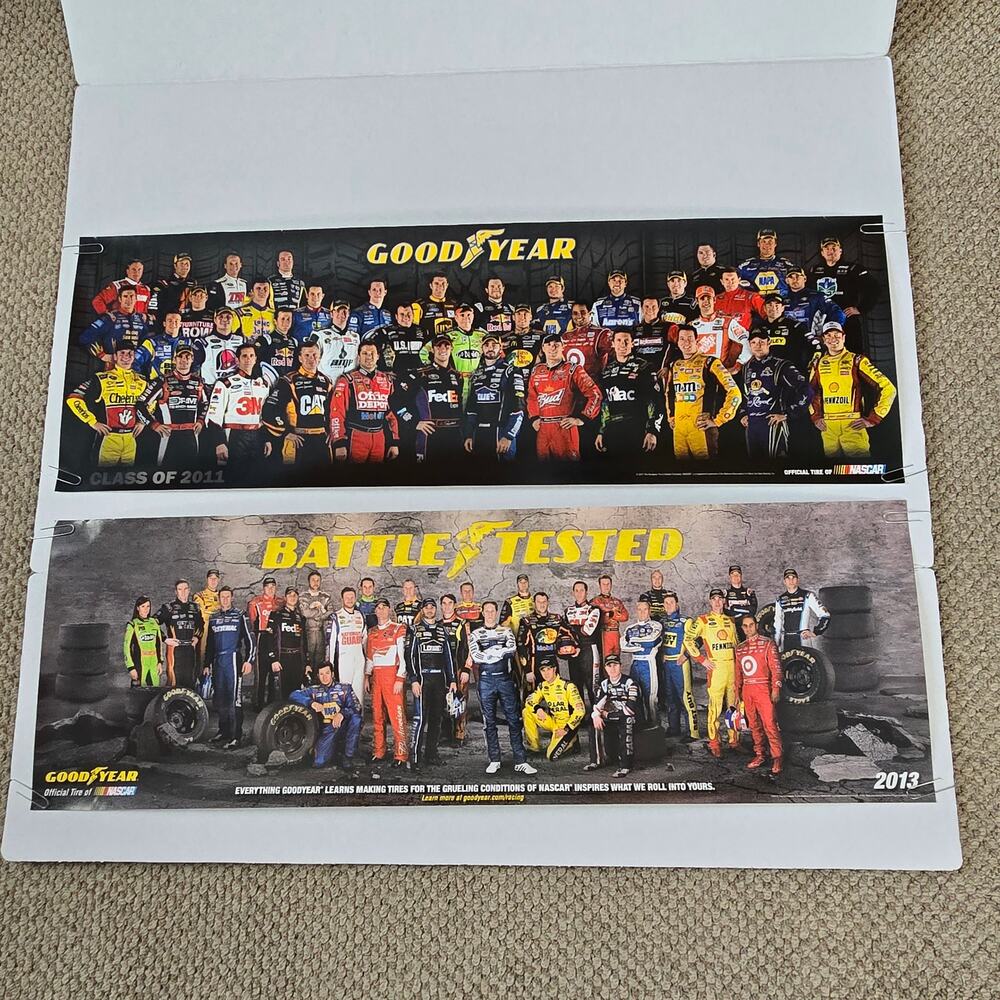 VINTAGE Goodyear Tire NASCAR Racers Posters 2011 & 2013 - 34"x11" New Not Folded